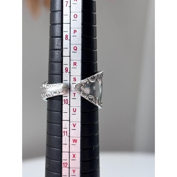 Handmade Antique Silver Plated Spoon Ring: Rogers Bros Savoy, Size 9.5 - Picture 6 of 7